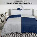 Couette Royale King - Couette toutes saisons en duvet synthétique - Couette matelassée légère (King, bleu marine)