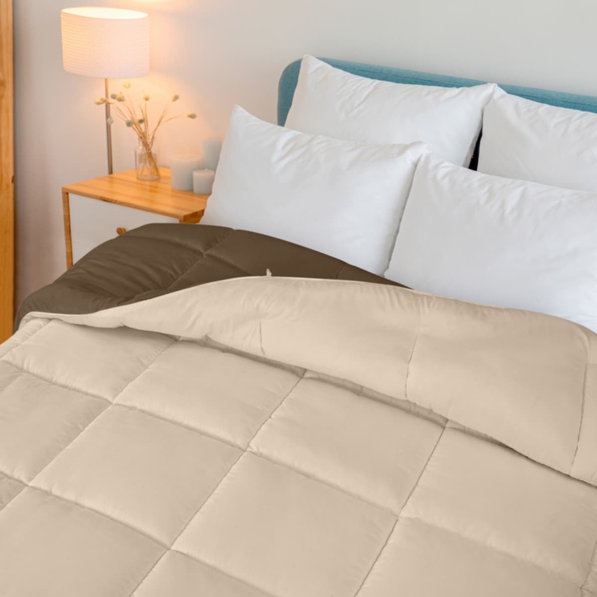 Couette Royale King - Couette toutes saisons en duvet synthétique - Couette matelassée légère (King, bleu marine)