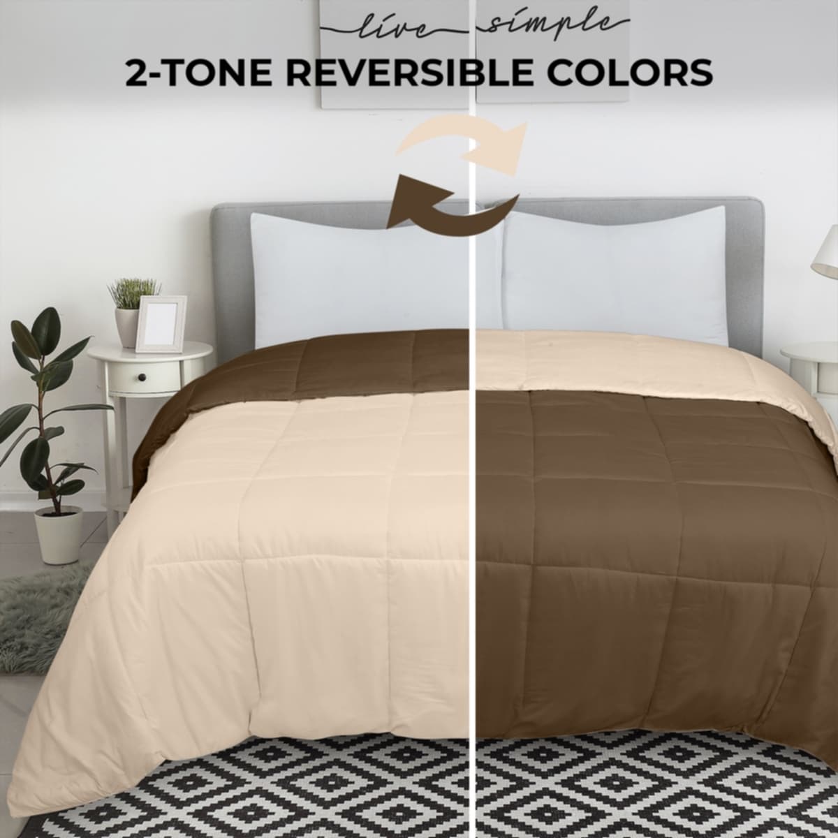 Couette Royale King - Couette toutes saisons en duvet synthétique - Couette matelassée légère (King, bleu marine)
