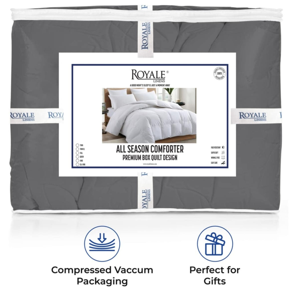 Couette Royale King - Couette toutes saisons en duvet synthétique - Couette matelassée légère (King, bleu marine)