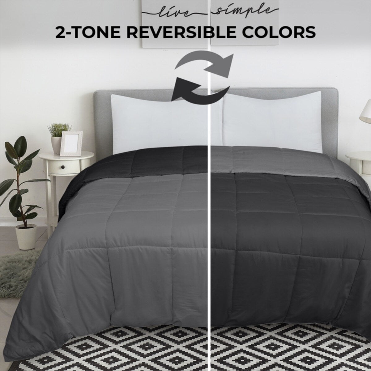 Couette Royale King - Couette toutes saisons en duvet synthétique - Couette matelassée légère (King, bleu marine)