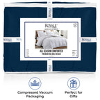 Couette Royale King - Couette toutes saisons en duvet synthétique - Couette matelassée légère (King, bleu marine)
