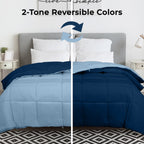 Couette Royale King - Couette toutes saisons en duvet synthétique - Couette matelassée légère (King, bleu marine)