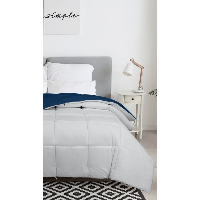 Couette Royale King - Couette toutes saisons en duvet synthétique - Couette matelassée légère (King, bleu marine)