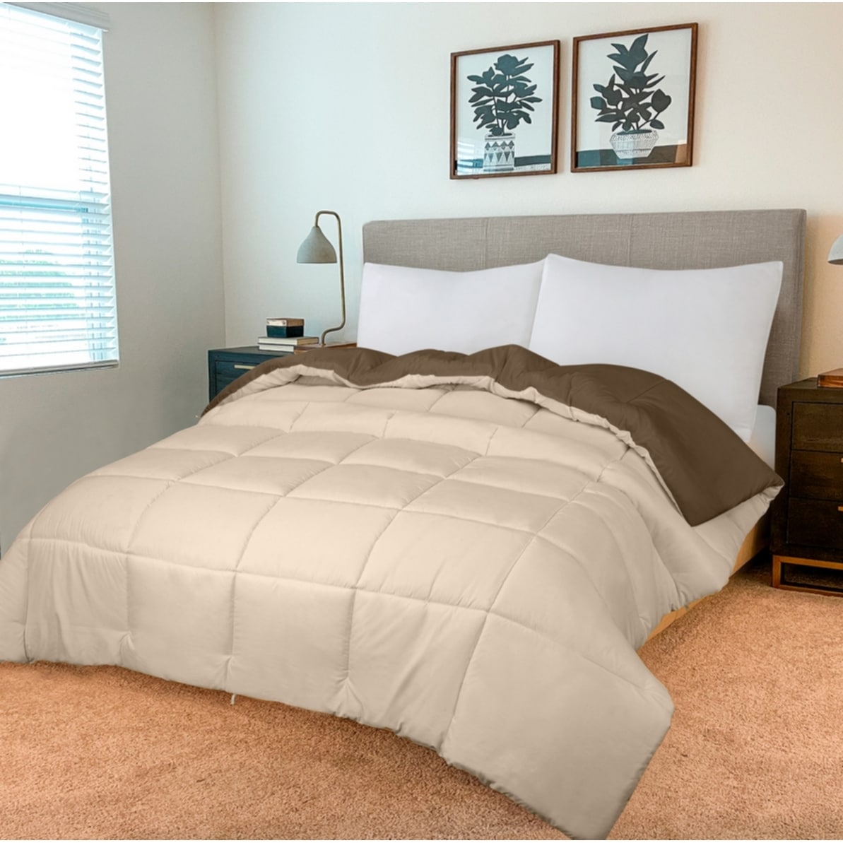 Couette Royale King - Couette toutes saisons en duvet synthétique - Couette matelassée légère (King, bleu marine)