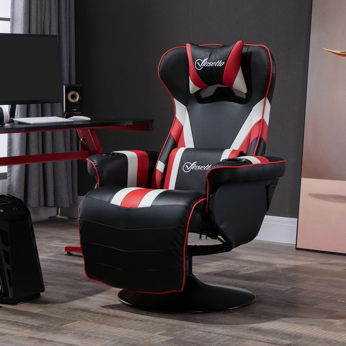 Fauteuil inclinable pour ordinateur de style course avec support lombaire