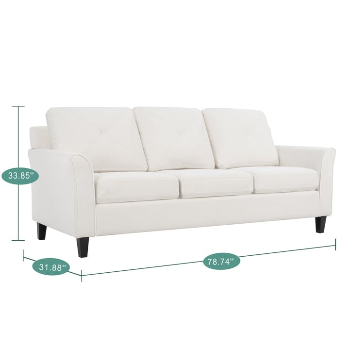 Canapé élégant combiné : canapé Chesterfield avec accoudoirs roulés et accoudoirs évasés capitonnés en microfibre pour petits espaces