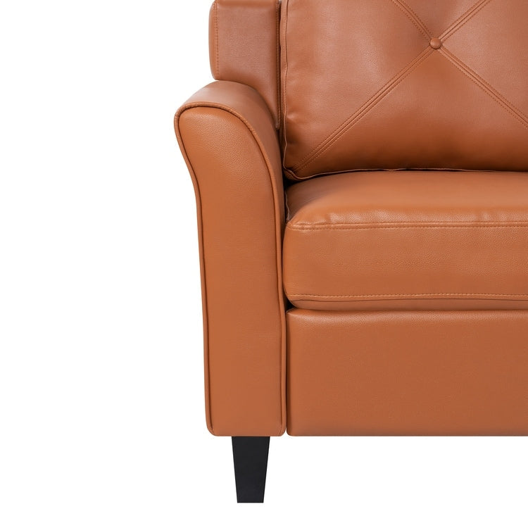 Canapé élégant combiné : canapé Chesterfield avec accoudoirs roulés et accoudoirs évasés capitonnés en microfibre pour petits espaces