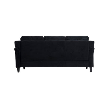 Canapé élégant combiné : canapé Chesterfield avec accoudoirs roulés et accoudoirs évasés capitonnés en microfibre pour petits espaces