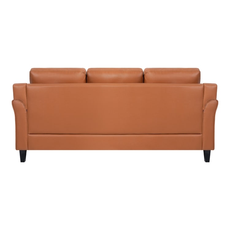 Canapé élégant combiné : canapé Chesterfield avec accoudoirs roulés et accoudoirs évasés capitonnés en microfibre pour petits espaces