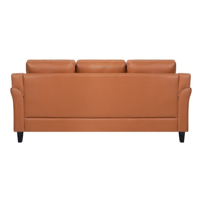 Canapé élégant combiné : canapé Chesterfield avec accoudoirs roulés et accoudoirs évasés capitonnés en microfibre pour petits espaces