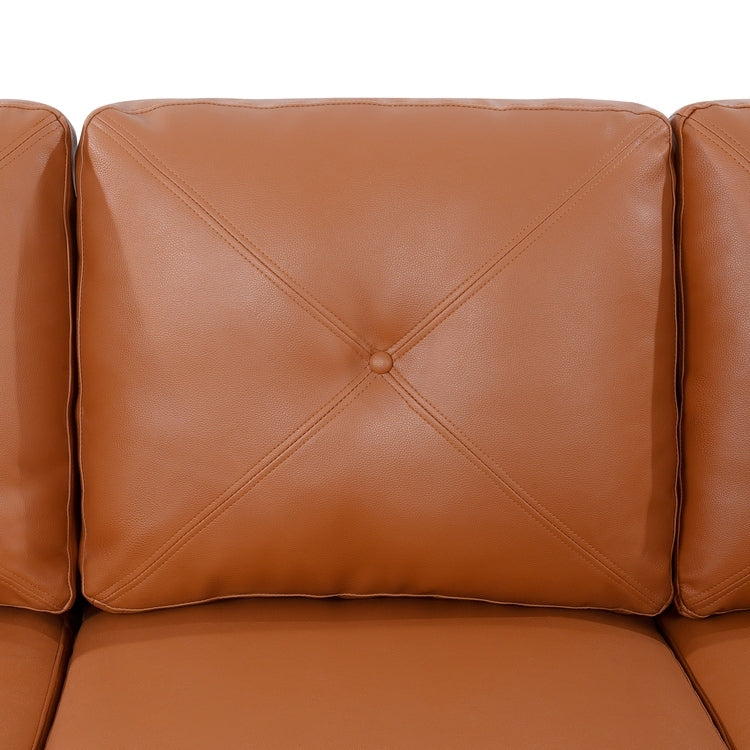 Canapé élégant combiné : canapé Chesterfield avec accoudoirs roulés et accoudoirs évasés capitonnés en microfibre pour petits espaces