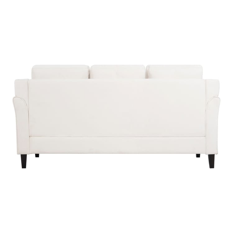 Canapé élégant combiné : canapé Chesterfield avec accoudoirs roulés et accoudoirs évasés capitonnés en microfibre pour petits espaces