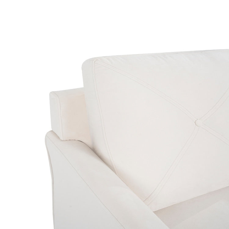 Canapé élégant combiné : canapé Chesterfield avec accoudoirs roulés et accoudoirs évasés capitonnés en microfibre pour petits espaces