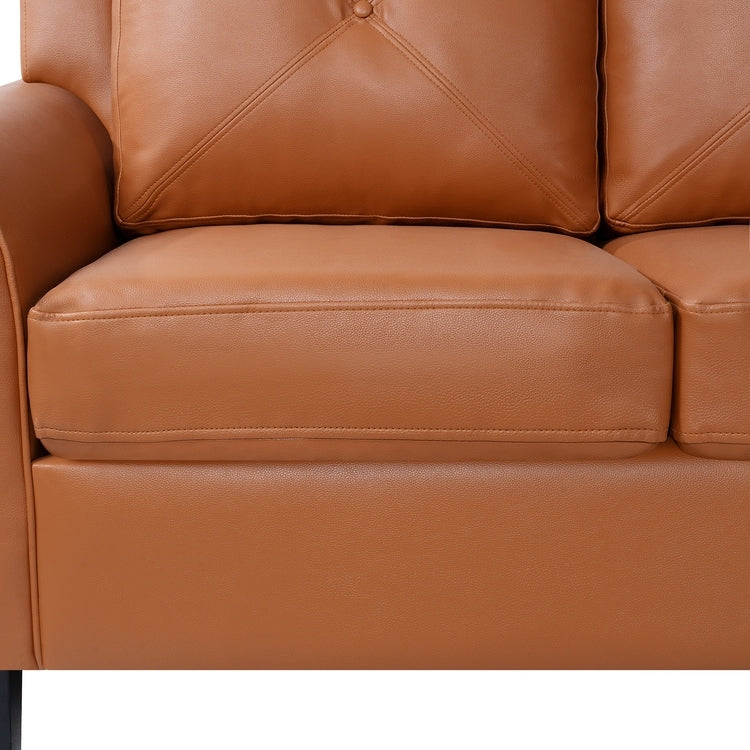 Canapé élégant combiné : canapé Chesterfield avec accoudoirs roulés et accoudoirs évasés capitonnés en microfibre pour petits espaces