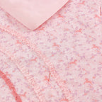 Parure de lit en microfibre ultra douce rose à volants arc-en-ciel