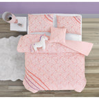 Parure de lit en microfibre ultra douce rose à volants arc-en-ciel