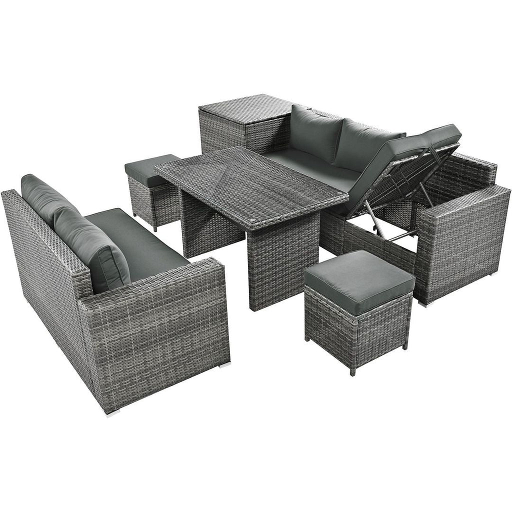Ensemble de canapés de patio en rotin PE 6 pièces avec rangement et sièges réglables
