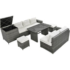 Ensemble de canapés de patio en rotin PE 6 pièces avec rangement et sièges réglables