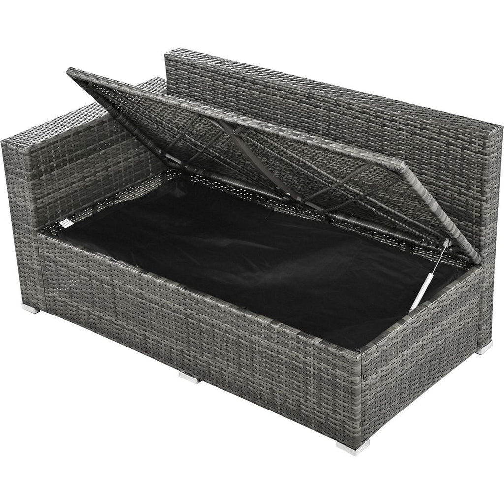 Ensemble de canapés de patio en rotin PE 6 pièces avec rangement et sièges réglables