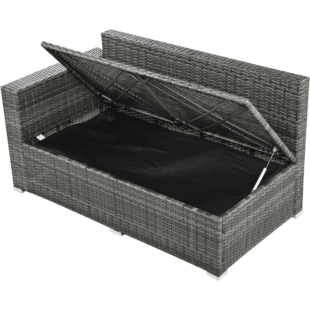 Ensemble de canapés de patio en rotin PE 6 pièces avec rangement et sièges réglables