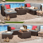 Ensemble de salon d'extérieur 5 pièces, ensemble de conversation pour patio, ensemble de canapés sectionnels en rotin avec table basse