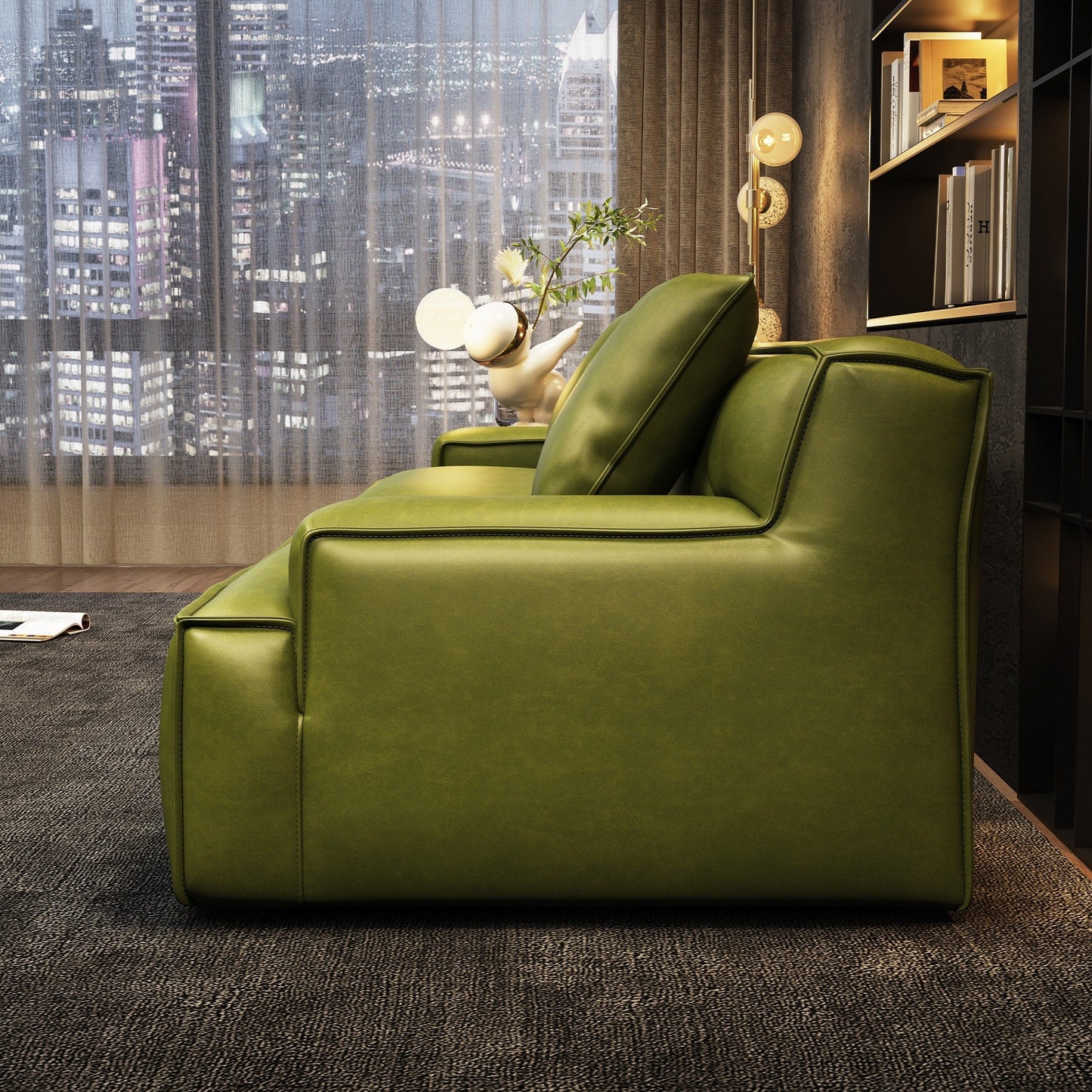 Canapé rembourré en cuir avec accoudoirs encastrés pour salon - 110,2 l - 110,2 x 28,35