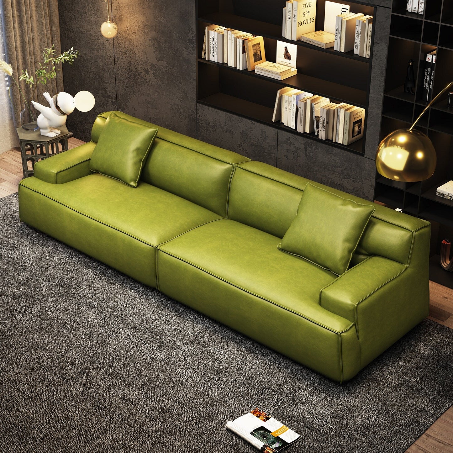 Canapé rembourré en cuir avec accoudoirs encastrés pour salon - 110,2 l - 110,2 x 28,35