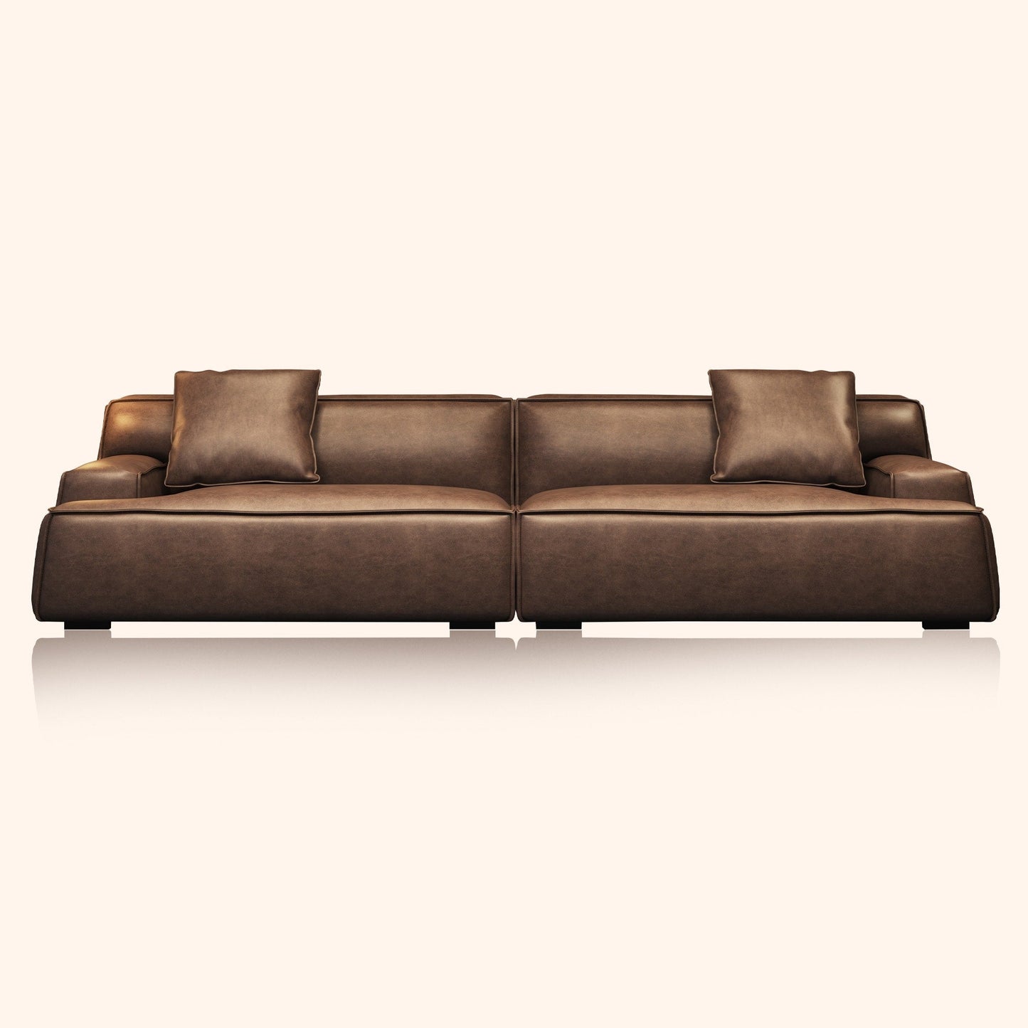Canapé rembourré en cuir avec accoudoirs encastrés pour salon - 110,2 l - 110,2 x 28,35