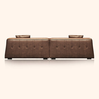 Canapé rembourré en cuir avec accoudoirs encastrés pour salon - 110,2 l - 110,2 x 28,35