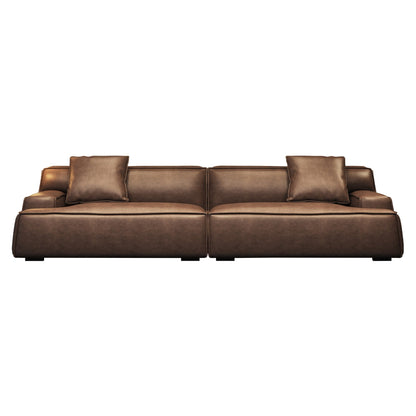 Canapé rembourré en cuir avec accoudoirs encastrés pour salon - 110,2 l - 110,2 x 28,35