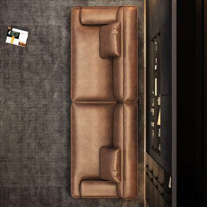 Canapé rembourré en cuir avec accoudoirs encastrés pour salon - 110,2 l - 110,2 x 28,35