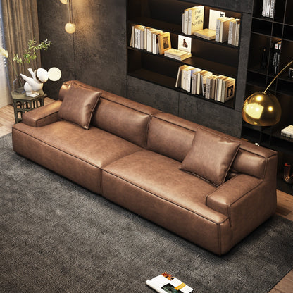 Canapé rembourré en cuir avec accoudoirs encastrés pour salon - 110,2 l - 110,2 x 28,35