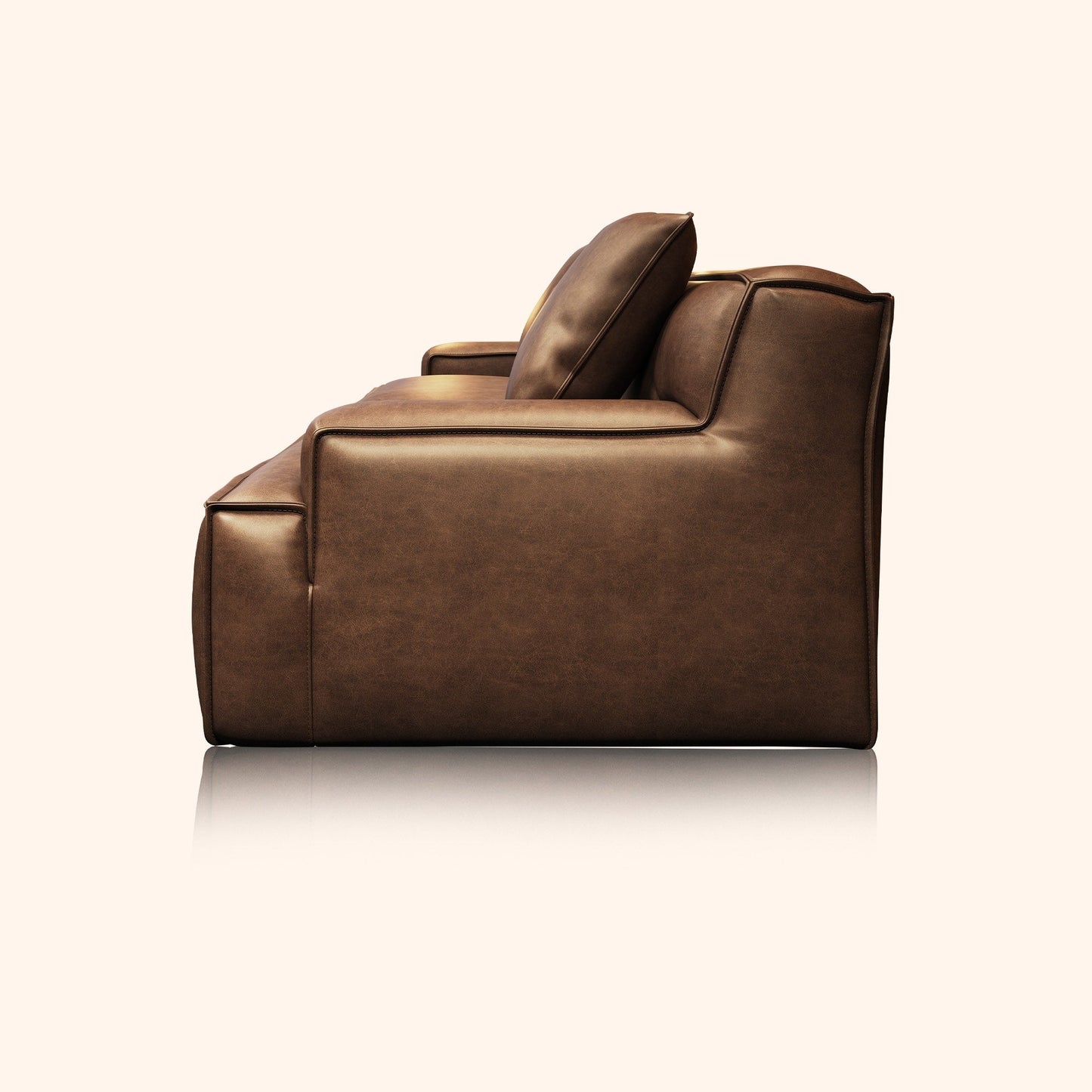 Canapé rembourré en cuir avec accoudoirs encastrés pour salon - 110,2 l - 110,2 x 28,35