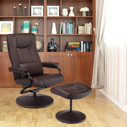 Fauteuil inclinable pivotant à 360 degrés en cuir PU avec repose-pieds