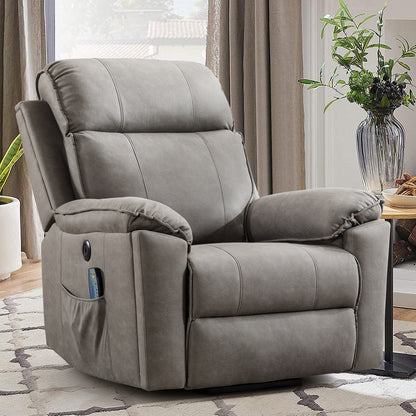 Fauteuil inclinable électrique avec relevage électrique, massage et chauffage pour personnes âgées, poches latérales et porte-gobelet dissimulé