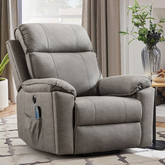 Fauteuil inclinable électrique avec relevage électrique, massage et chauffage pour personnes âgées, poches latérales et porte-gobelet dissimulé