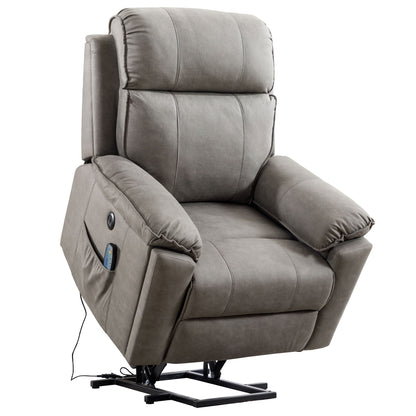 Fauteuil inclinable électrique avec relevage électrique, massage et chauffage pour personnes âgées, poches latérales et porte-gobelet dissimulé