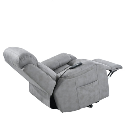 Fauteuil inclinable à siège large avec coussins rembourrés, télécommande et poche latérale