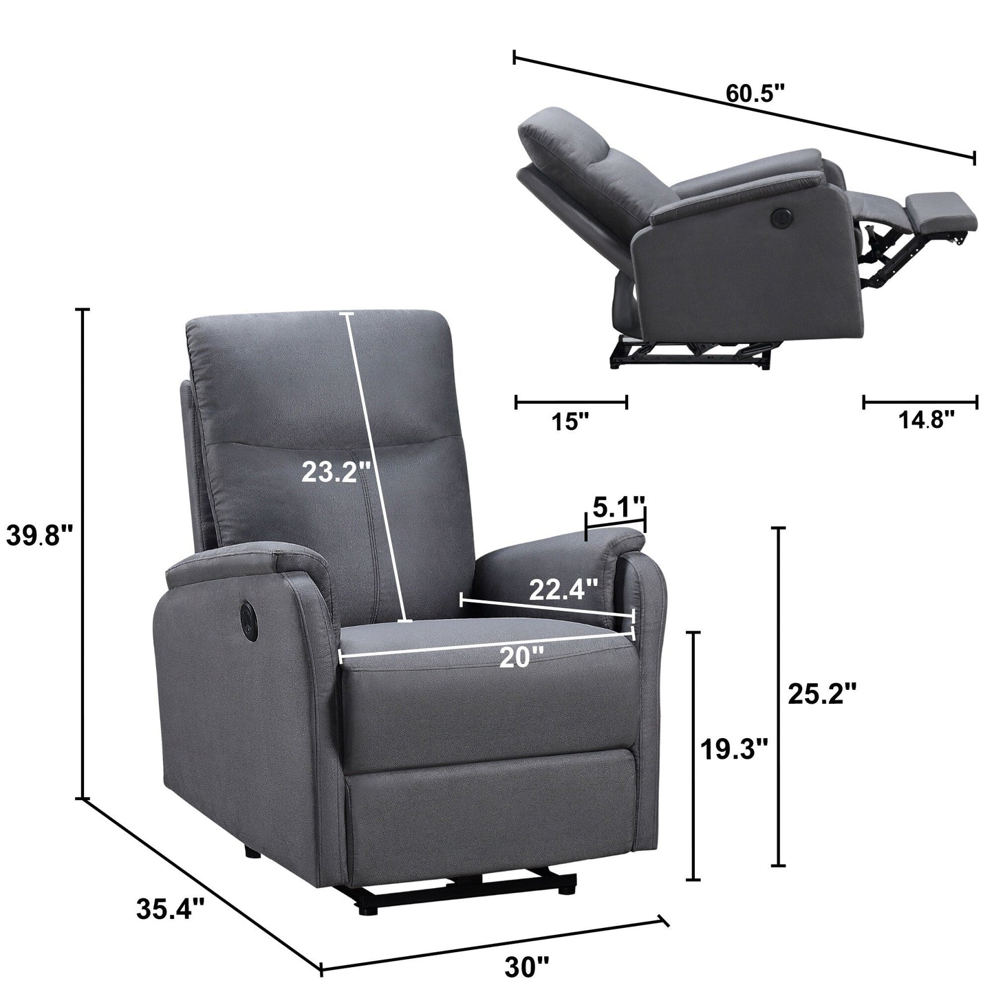 Fauteuil inclinable avec fonction électrique