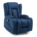 Fauteuil inclinable avec 5 modes de massage, chauffage et télécommande, deux porte-gobelets, inclinaison manuelle et poche de rangement latérale