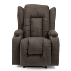 Fauteuil inclinable avec 5 modes de massage, chauffage et télécommande, deux porte-gobelets, inclinaison manuelle et poche de rangement latérale