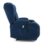 Fauteuil inclinable avec 5 modes de massage, chauffage et télécommande, deux porte-gobelets, inclinaison manuelle et poche de rangement latérale