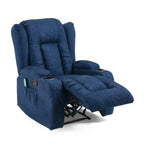 Fauteuil inclinable avec 5 modes de massage, chauffage et télécommande, deux porte-gobelets, inclinaison manuelle et poche de rangement latérale