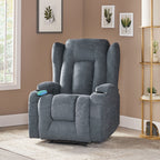 Fauteuil inclinable avec 5 modes de massage, chauffage et télécommande, deux porte-gobelets, inclinaison manuelle et poche de rangement latérale