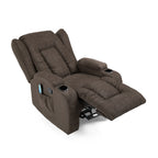 Fauteuil inclinable avec 5 modes de massage, chauffage et télécommande, deux porte-gobelets, inclinaison manuelle et poche de rangement latérale