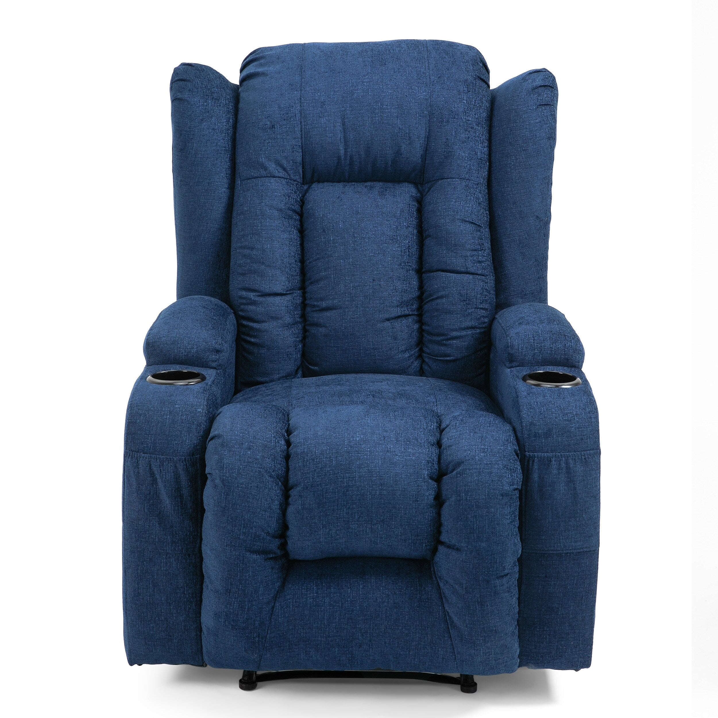 Fauteuil inclinable avec 5 modes de massage, chauffage et télécommande, deux porte-gobelets, inclinaison manuelle et poche de rangement latérale