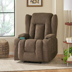Fauteuil inclinable avec 5 modes de massage, chauffage et télécommande, deux porte-gobelets, inclinaison manuelle et poche de rangement latérale