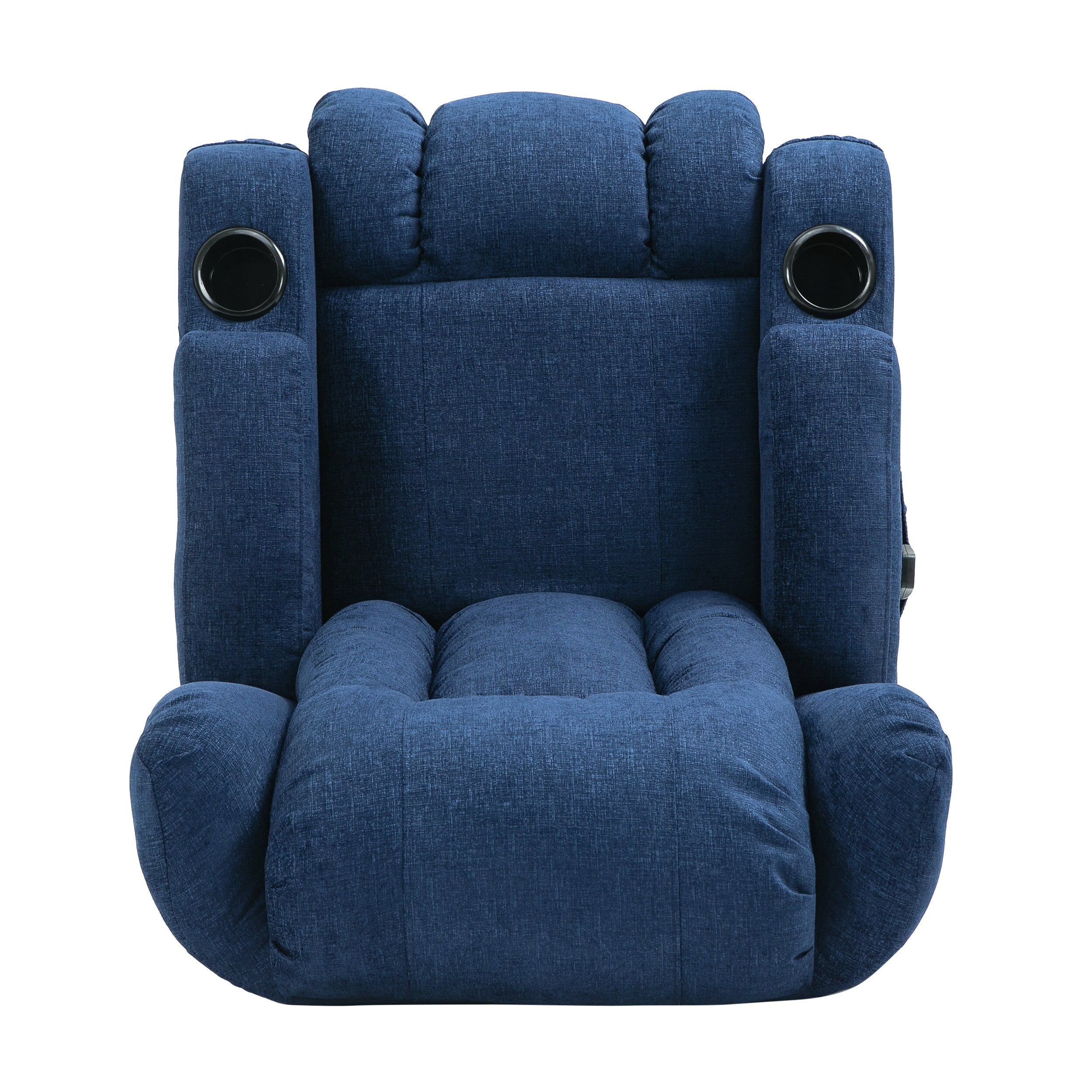 Fauteuil inclinable avec 5 modes de massage, chauffage et télécommande, deux porte-gobelets, inclinaison manuelle et poche de rangement latérale