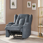 Fauteuil inclinable avec 5 modes de massage, chauffage et télécommande, deux porte-gobelets, inclinaison manuelle et poche de rangement latérale